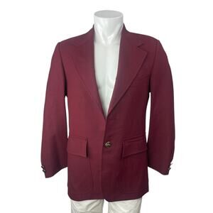 Elegantissimo Men's Red Wool Pocket Slit Long Sleeve Blazer Sport Suit Jacket M